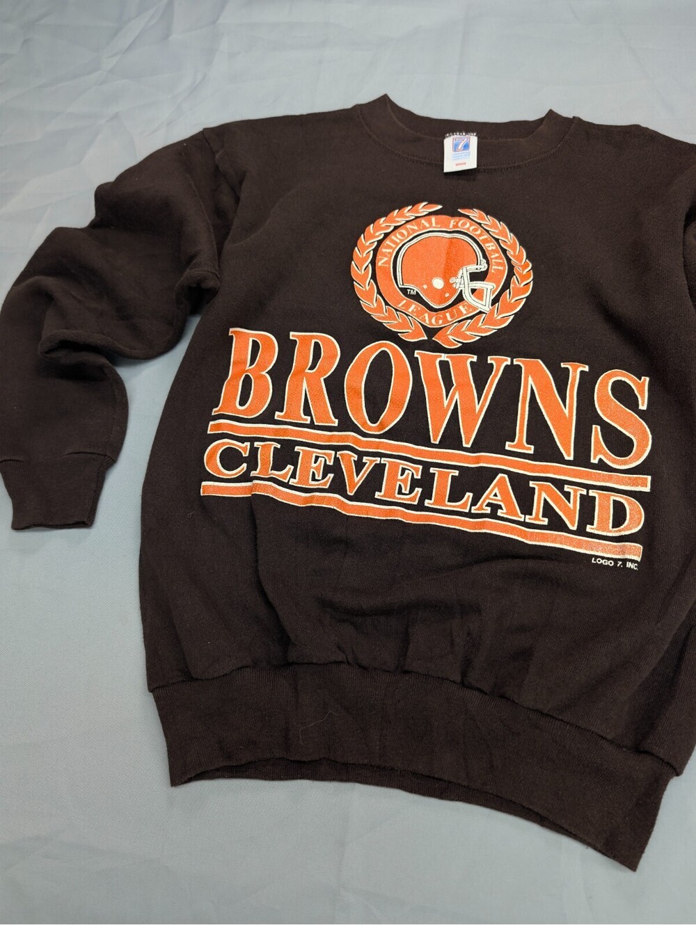 Vintage Cleveland Browns Sweatshirt Logo 7 Medium Brown NFL